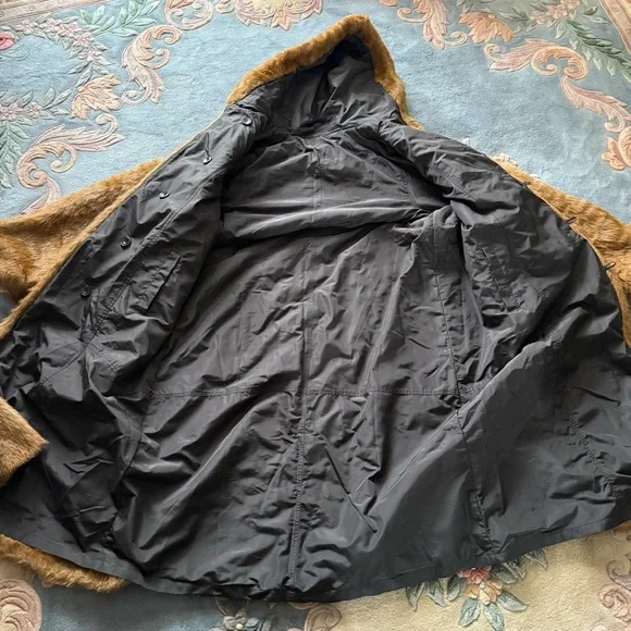 Roamans Black & Brown Reversible Faux Fur Full‑Length Trench Coat Plus Size Cozy - Picture 15 of 16